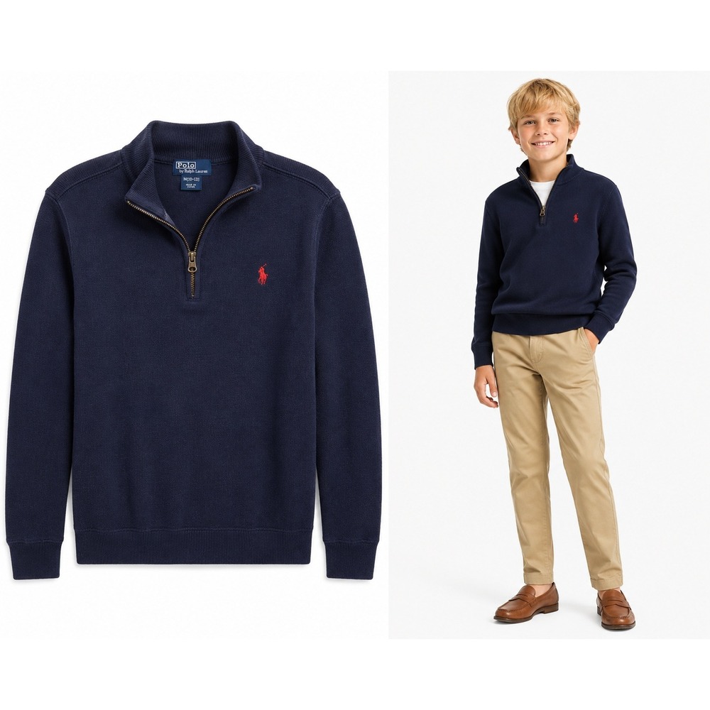 Polo Ralph Lauren M‎ 1/4 Zip Sweater Pony Preppy Classic Ivy League Fall Uniform